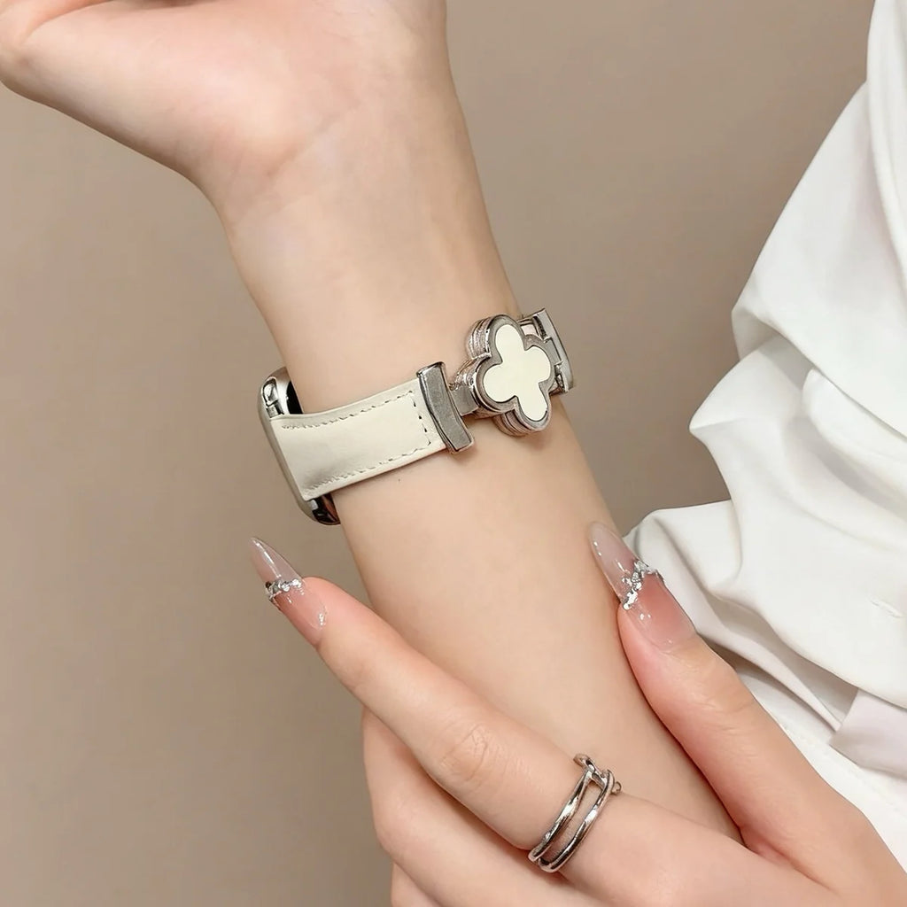 Lucky Flower Leather Strap For Apple Watch