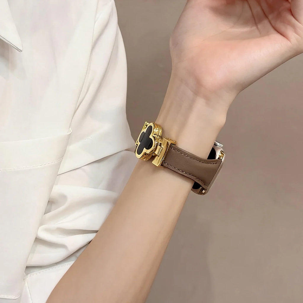 Lucky Flower Leather Strap For Apple Watch